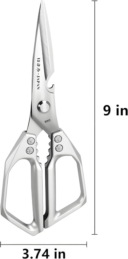 Kitchen Scissors, All Purpose，Ultra Sharp Meat Scissors，Heavy Duty Silver Cooking Scissor，Dishwash Safe Stainless Steel Kitchen Shears for Food, Chicken Bones, Turkey