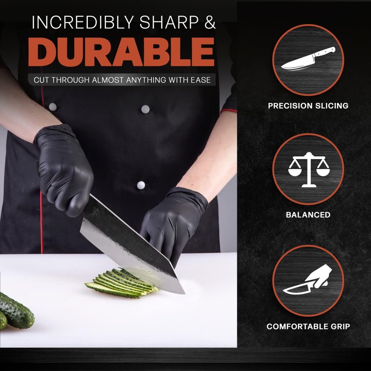 Handmade Chefs Knife For Meat Cutting Carving & Chopping | 8" Ultra Sharp With Leather Sheath, High Carbon Steel,Full Tang Ergonomic Handle, Beautiful Gift Box, Great BBQ Gift For Men