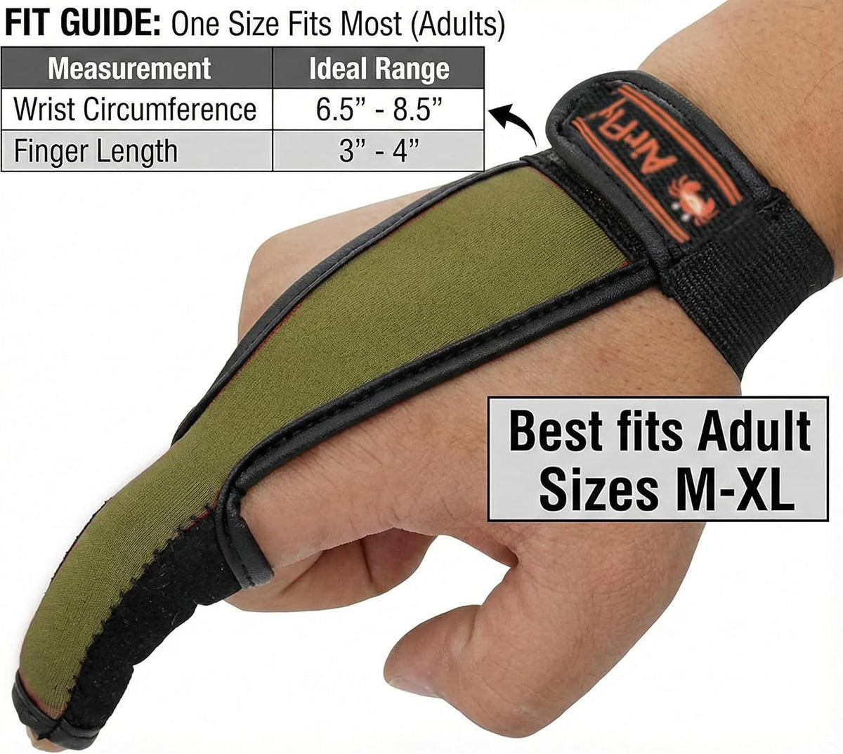 AirFly Surf Fishing Casting Glove Single Finger - Anti-Slip Finger Protector for Braided Line and Saltwater - Adjustable Wrist Strap, Ambidextrous Fit - Designed in USA