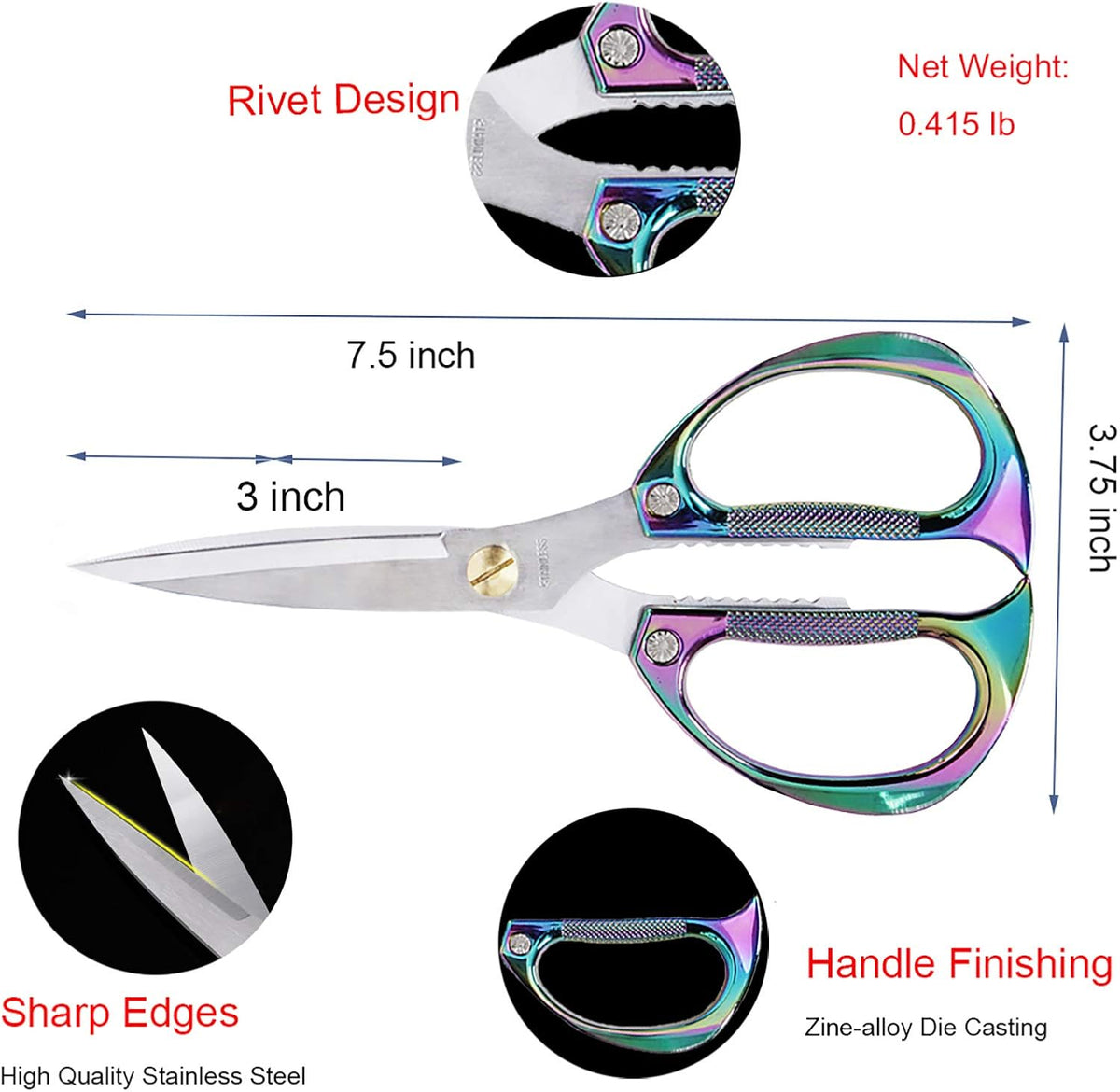 Kitchen Scissors,All Purpose Heavy Duty Kitchen Shears 7.5 Inch