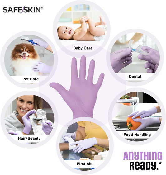 Disposable Nitrile Gloves in POP-N-GO Pack of 50 or 200 Powder Free - Hair, Cleaning, Medical Use, Food Handling