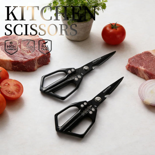 Japanese Kitchen Shears Black, Heavy Duty Poultry Shears, Kitchen Scissors for Meat Cutting, Chicken Bones, Gifts for Cooks Men Women Mom Dad