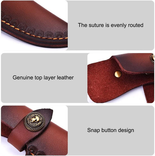 Leather Knife Sheath, Straight Knife Holster Knife Blade Cover Belt Knife Pouch for 5" Blade Knife