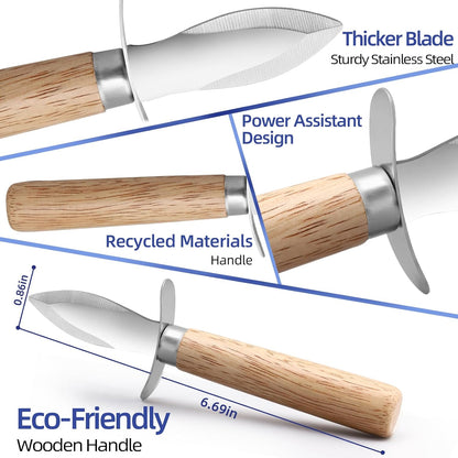 Oyster Knife Shucker Set Oyster Shucking Knife and Gloves Cut Resistant Level 5 Protection Seafood Opener Kit Tools Gift(2knifes+2Glove+1Cloth)