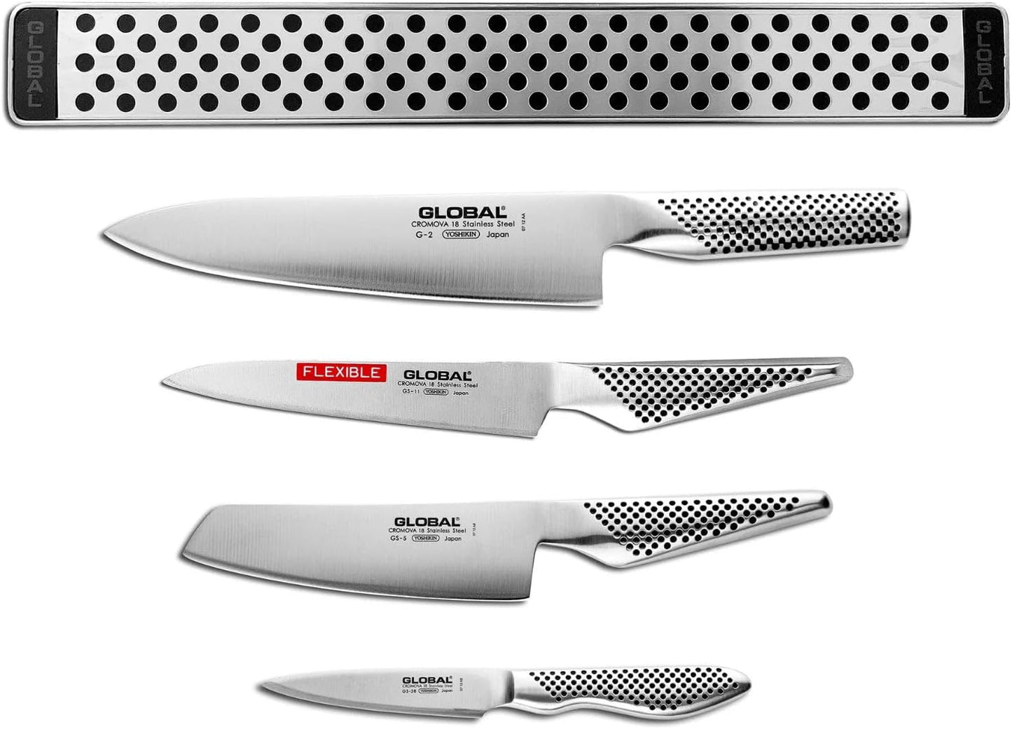 Global 5pc Magnetic Bar Knife Set