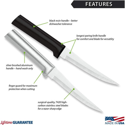 Super Parer Knife (R127), Silver Handle | 4.38" Stainless Steel Blade, Silver Cast Aluminum Handle