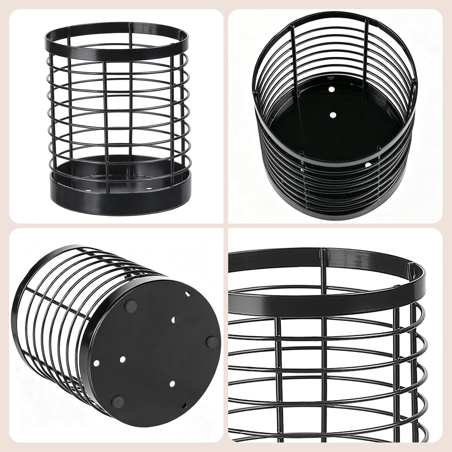 Utensil Holder for Kitchen Counter, Stainless Steel Utensil Crock | Space-Saving, Drainage Hole, Countertop Organizer, For Cooking Tools, Spatula, Silverware Forks, Knives, Spoons