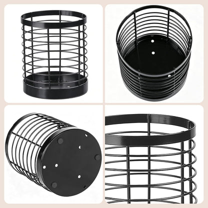 Utensil Holder for Kitchen Counter, Stainless Steel Utensil Crock | Space-Saving, Drainage Hole, Countertop Organizer, For Cooking Tools, Spatula, Silverware Forks, Knives, Spoons