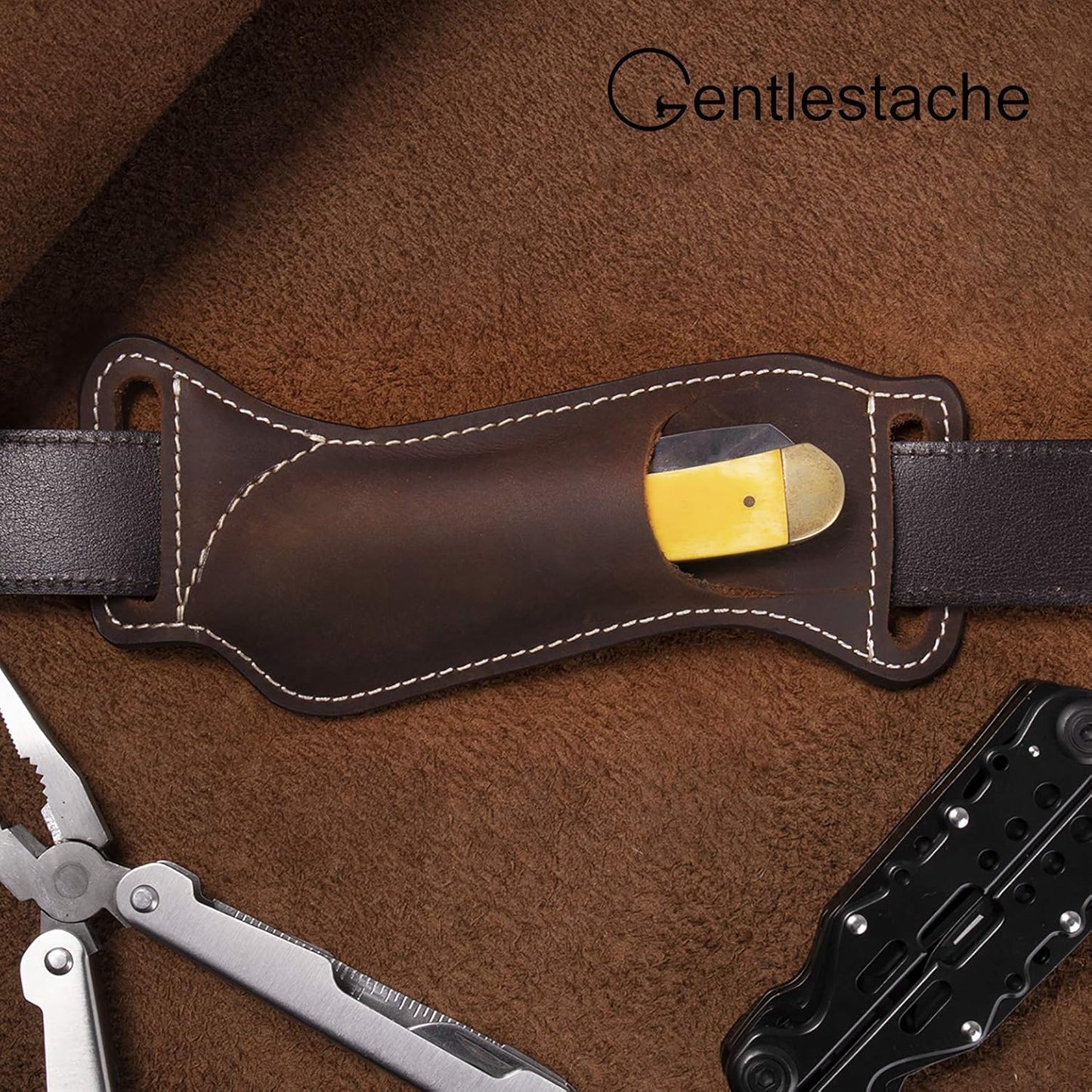 Leather Knife Sheaths for Belt, Knife Holster, Pocket Knife Sheath, EDC Leather Sheath for Folding Knife Carrier
