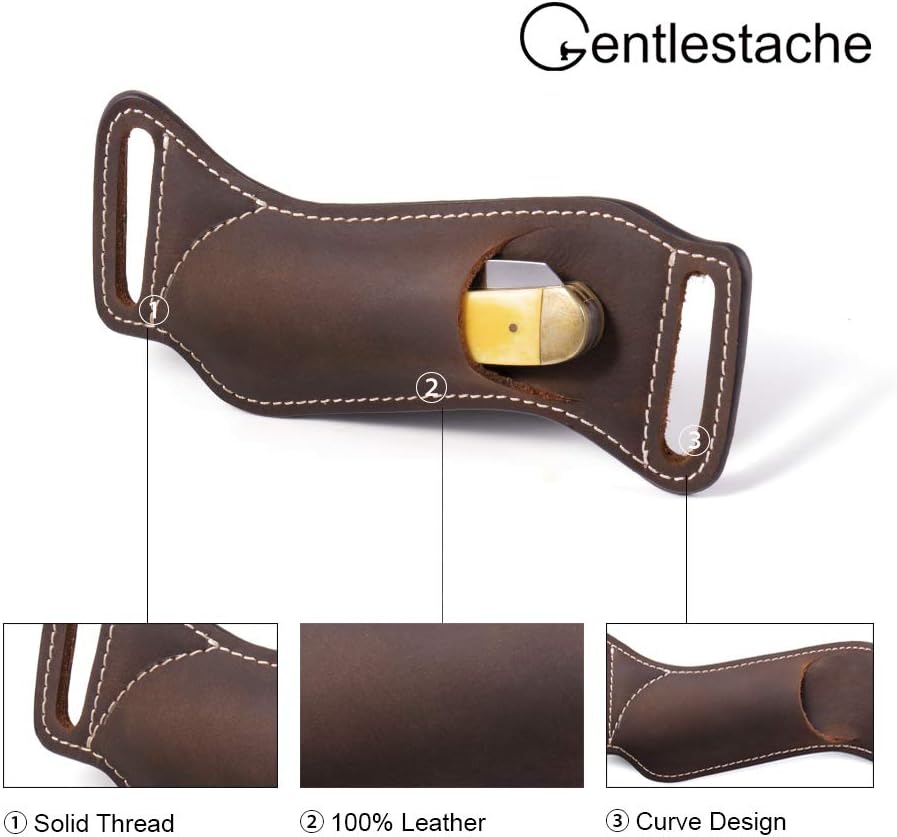 Leather Knife Sheaths for Belt, Knife Holster, Pocket Knife Sheath, EDC Leather Sheath for Folding Knife Carrier