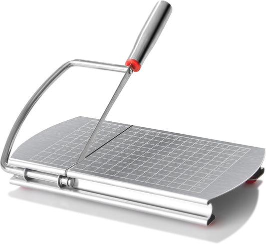 Cheese Slicer with Blade for Block Cheese, Handheld Cheese Cutter Board, Stainless Steel Cheese Cutting Board for Block Cheese, Butter, Sausages, Fruits Kitchen Gadget