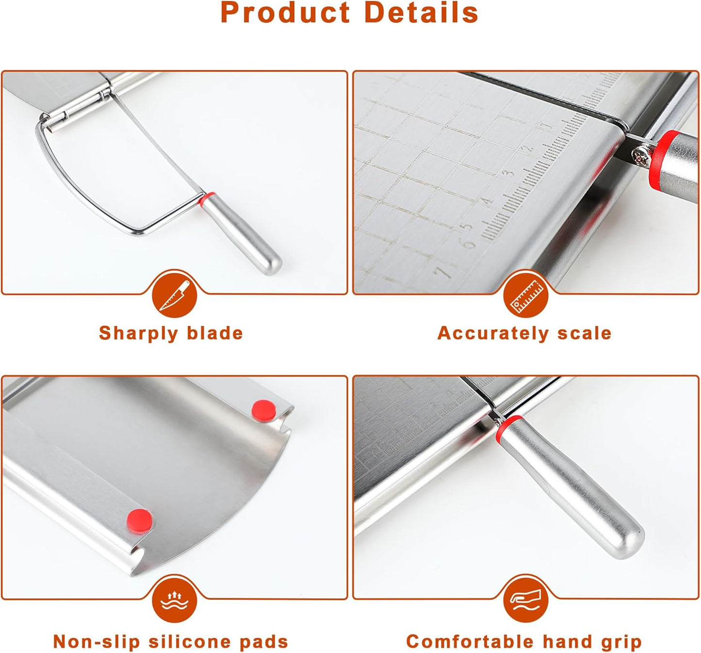 Cheese Slicer with Blade for Block Cheese, Handheld Cheese Cutter Board, Stainless Steel Cheese Cutting Board for Block Cheese, Butter, Sausages, Fruits Kitchen Gadget
