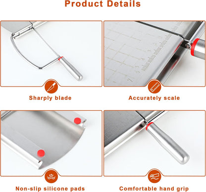 Cheese Slicer with Blade for Block Cheese, Handheld Cheese Cutter Board, Stainless Steel Cheese Cutting Board for Block Cheese, Butter, Sausages, Fruits Kitchen Gadget