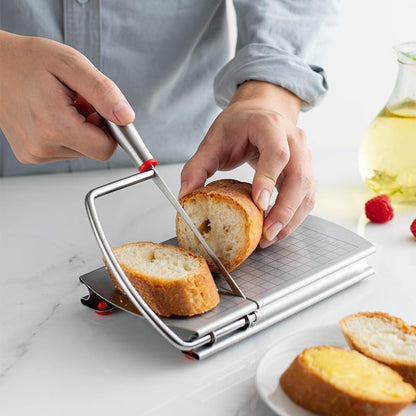 Cheese Slicer with Blade for Block Cheese, Handheld Cheese Cutter Board, Stainless Steel Cheese Cutting Board for Block Cheese, Butter, Sausages, Fruits Kitchen Gadget