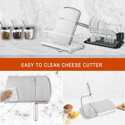 Cheese Slicer with Blade for Block Cheese, Handheld Cheese Cutter Board, Stainless Steel Cheese Cutting Board for Block Cheese, Butter, Sausages, Fruits Kitchen Gadget
