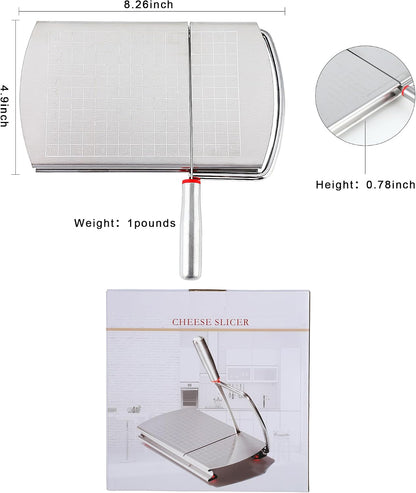 Cheese Slicer with Blade for Block Cheese, Handheld Cheese Cutter Board, Stainless Steel Cheese Cutting Board for Block Cheese, Butter, Sausages, Fruits Kitchen Gadget