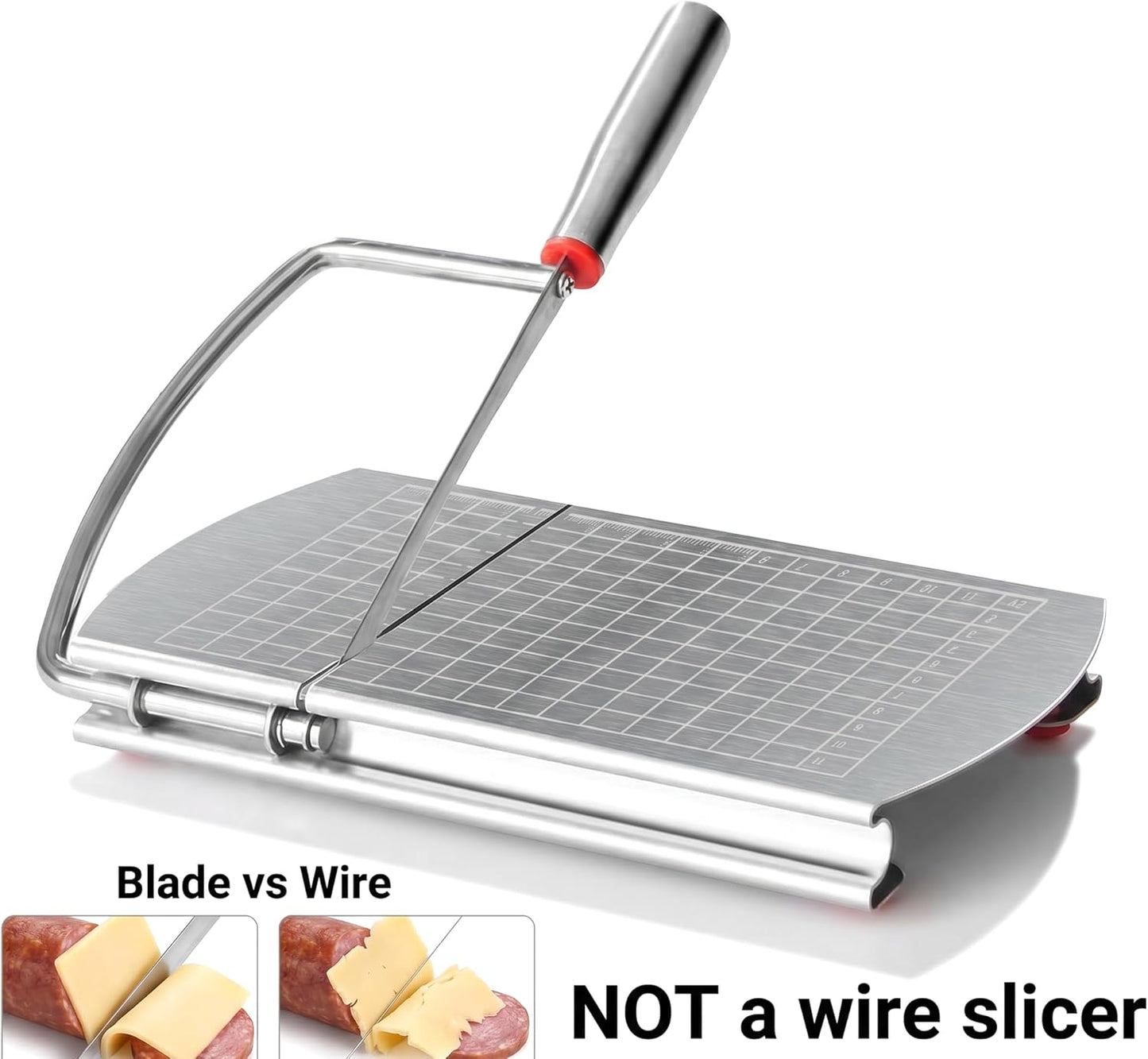 Cheese Slicer with Blade for Block Cheese, Handheld Cheese Cutter Board, Stainless Steel Cheese Cutting Board for Block Cheese, Butter, Sausages, Fruits Kitchen Gadget