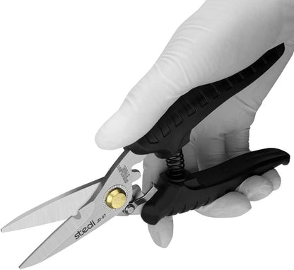 Scissors Heavy Duty, Multi-Purpose Shears with Finely Serrated High Carbon Stainless Steel Blades -Easy Cutting Electrical Cable Notch, Insulation, Non-Slip Comfortable Handle, Soft Cable