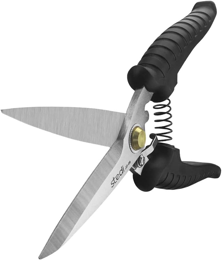 Scissors Heavy Duty, Multi-Purpose Shears with Finely Serrated High Carbon Stainless Steel Blades -Easy Cutting Electrical Cable Notch, Insulation, Non-Slip Comfortable Handle, Soft Cable