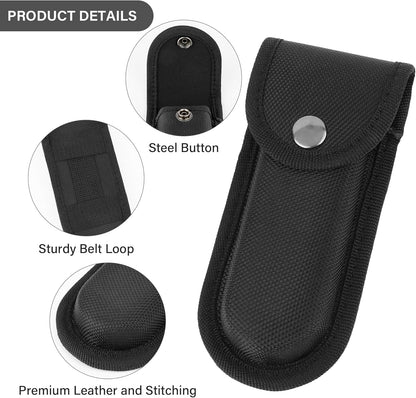 Nylon Pocket Knife Holder, Folding Knife Sheath with Snap Closure & Belt Loop, Vertical/Horizontal Knife Case for Belt, Pocket Knife Holster for Multitool, Swiss Army Knife