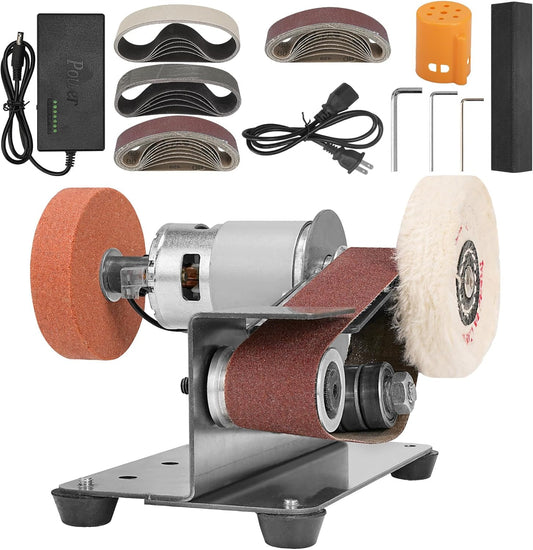 Multifunctional Electric Knife and Tool Sharpener Belt Sander | 7 Adjustable Speed Mini Knife Making Grinder & Sharpening System - For Hunting, Serrated & Kitchen Knives, Wood, Crafts