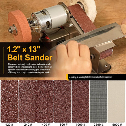 Multifunctional Electric Knife and Tool Sharpener Belt Sander | 7 Adjustable Speed Mini Knife Making Grinder & Sharpening System - For Hunting, Serrated & Kitchen Knives, Wood, Crafts