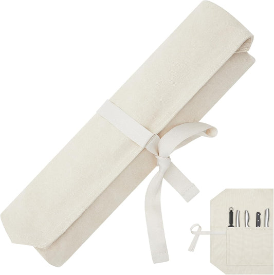 Knife Roll Bag, Japanese Canvas Chef Knife Roll with 5 Slots, Professional Kitchen Storage Organizer, Portable Carrying Case for Chefs, Hold Kitchen Tools up to 15 Inch