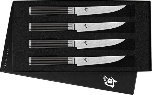 Classic 4 Piece Steak Knife Set | 4.75" Knives, Handcrafted Japanese Steak Knife Set, VG-MAX Core, Damascus Stainless Steel Cladding, Pakkawood Handle