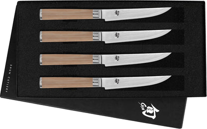 Classic 4 Piece Steak Knife Set | 4.75" Knives, Handcrafted Japanese Steak Knife Set, VG-MAX Core, Damascus Stainless Steel Cladding, Pakkawood Handle