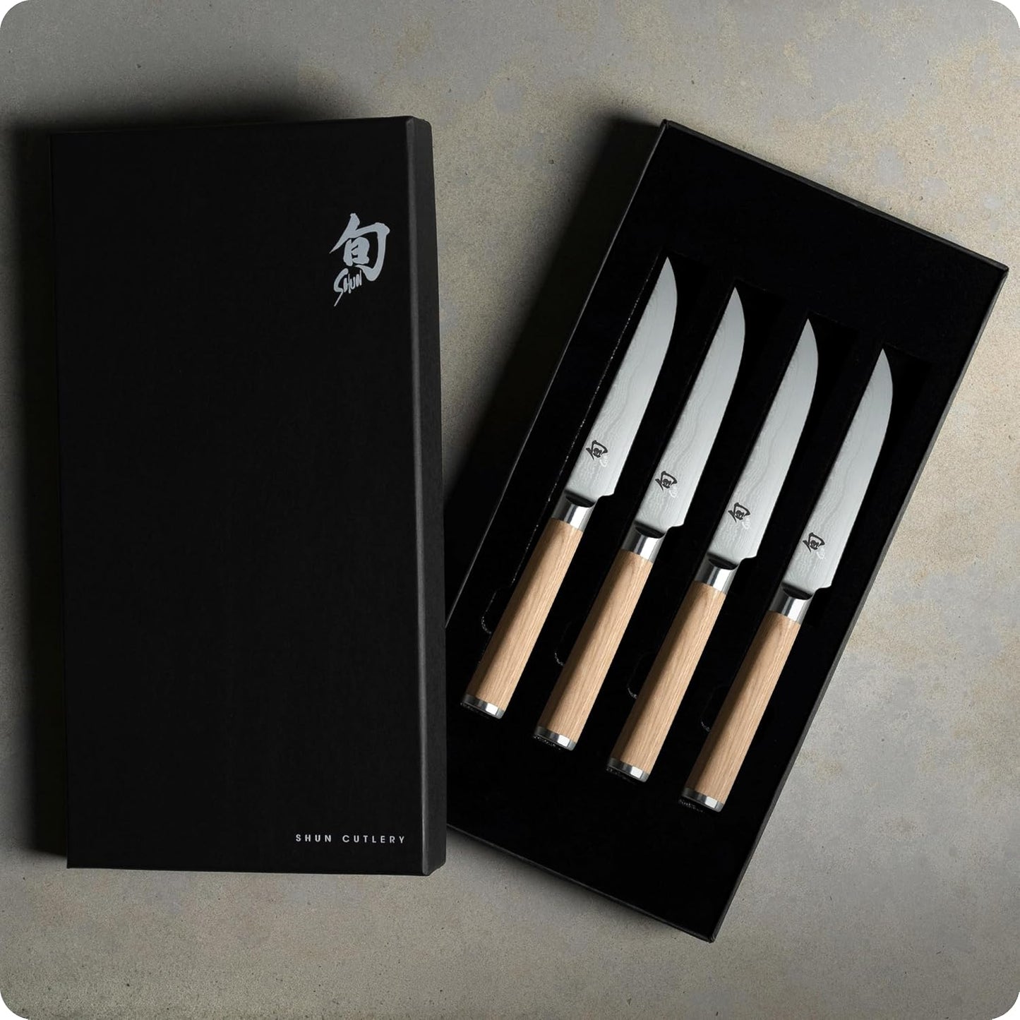 Classic 4 Piece Steak Knife Set | 4.75" Knives, Handcrafted Japanese Steak Knife Set, VG-MAX Core, Damascus Stainless Steel Cladding, Pakkawood Handle