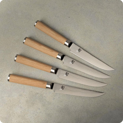 Classic 4 Piece Steak Knife Set | 4.75" Knives, Handcrafted Japanese Steak Knife Set, VG-MAX Core, Damascus Stainless Steel Cladding, Pakkawood Handle