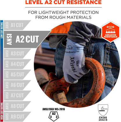 Unisex Adult Proflex 7025 Pu Coated Cut-resistant Gloves - Ansi/Isea 105-2016 A2, En 388: 2x42b, 18g