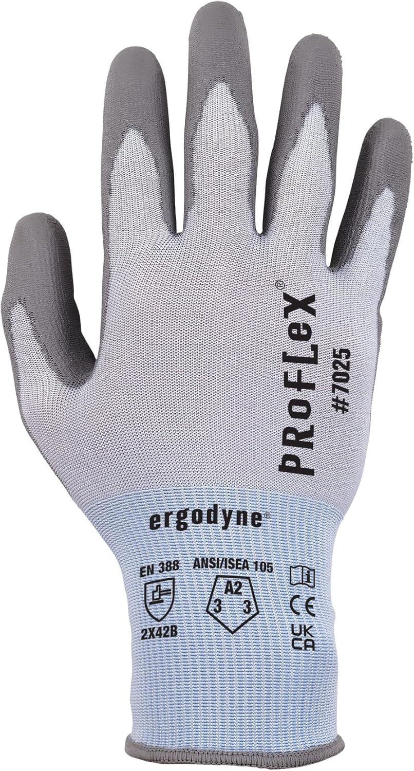 Unisex Adult Proflex 7025 Pu Coated Cut-resistant Gloves - Ansi/Isea 105-2016 A2, En 388: 2x42b, 18g