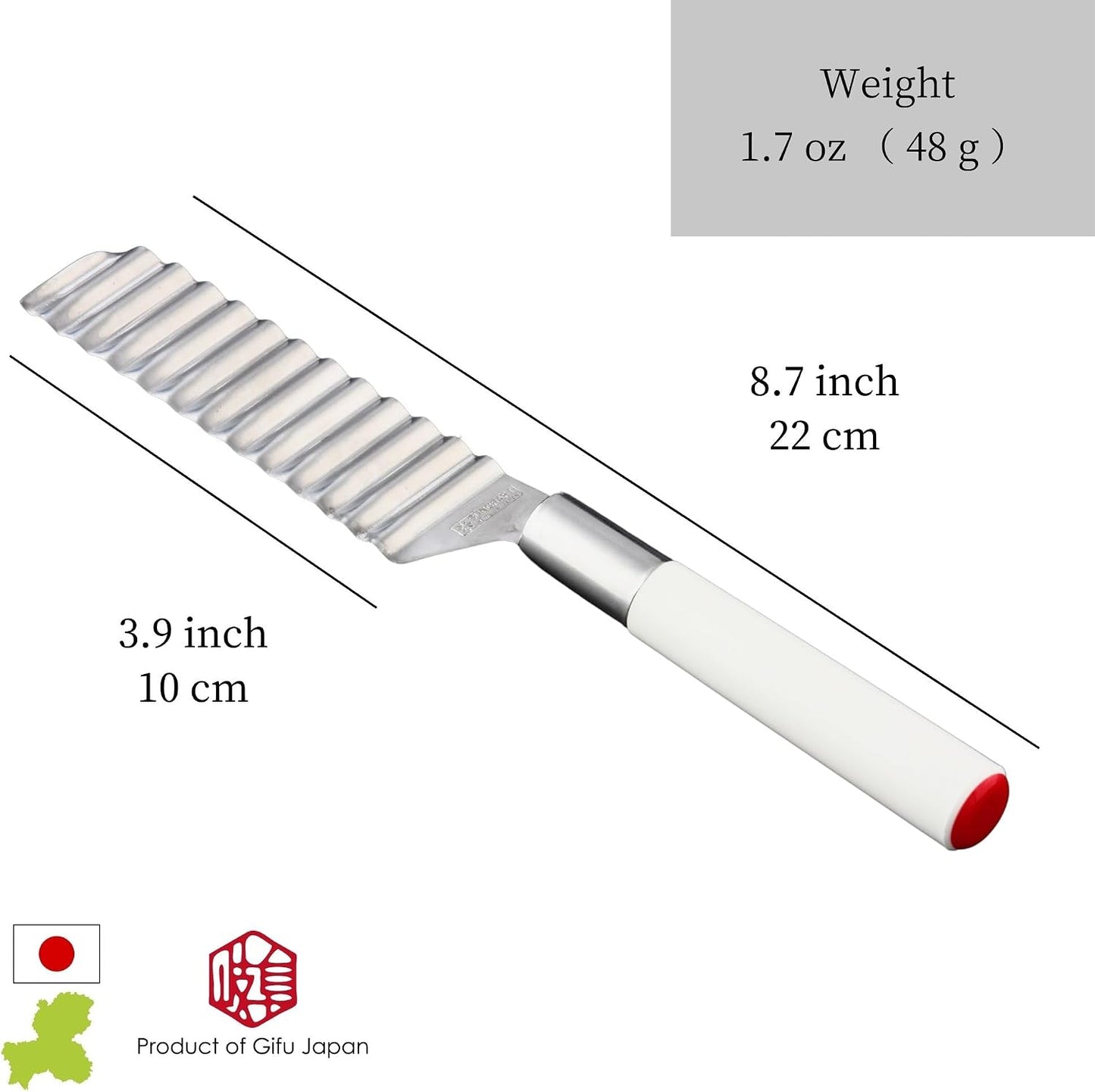 Cheese Knife Crinkle Cutter Knife 3.9" Stainless Steel for Soft Foods | Seki Japan Ideal for Soft Foods Like Cheese, Boiled Eggs, and Fruits