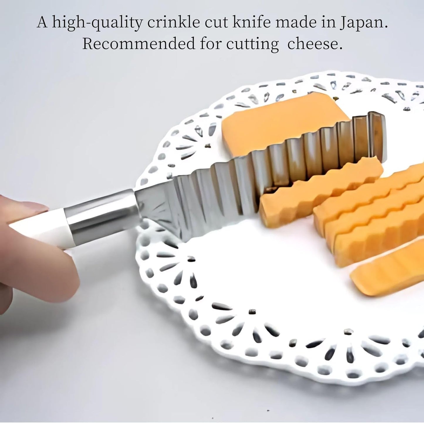 Cheese Knife Crinkle Cutter Knife 3.9" Stainless Steel for Soft Foods | Seki Japan Ideal for Soft Foods Like Cheese, Boiled Eggs, and Fruits