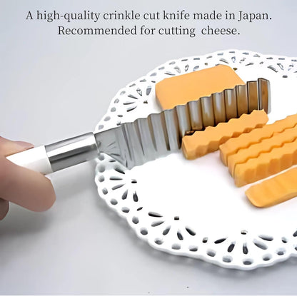 Cheese Knife Crinkle Cutter Knife 3.9" Stainless Steel for Soft Foods | Seki Japan Ideal for Soft Foods Like Cheese, Boiled Eggs, and Fruits