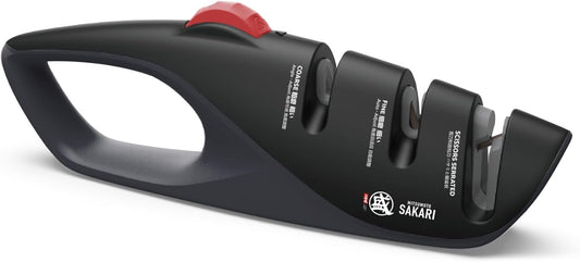 3-Stage Adjustable Kitchen Knife Sharpener | Adjustable Angle for Knife Types, Dull Edge Repair and Fine Honing, Scissors Sharpening Slot, Countertop Grip Control