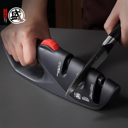 3-Stage Adjustable Kitchen Knife Sharpener | Adjustable Angle for Knife Types, Dull Edge Repair and Fine Honing, Scissors Sharpening Slot, Countertop Grip Control