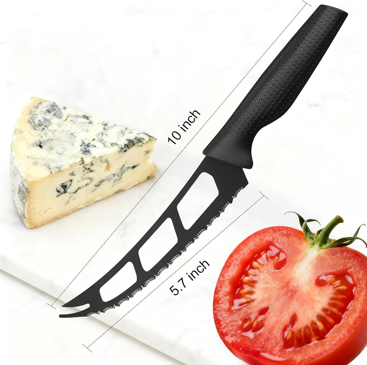 Cheese Knife, Tomato Knife, Cheese Slicer and Cutter for Block, Carving Cheese for Charcuterie Boards, Cheeseboard Handheld Slicer, 5.7" Soft & Semi Hard Cheese Knives ,Cutting for Fruits & Veggies