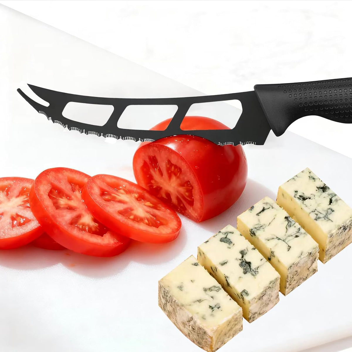Cheese Knife, Tomato Knife, Cheese Slicer and Cutter for Block, Carving Cheese for Charcuterie Boards, Cheeseboard Handheld Slicer, 5.7" Soft & Semi Hard Cheese Knives ,Cutting for Fruits & Veggies