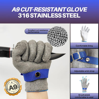 Oyster Shucking Knife+A9 Cut-Resistant Glove with Gift Box,Stainless Steel Oyster Knife and Oyster Shucking Gloves Kit,Heavy Duty Oyster Opener Tool, Oyster Shucker Tool for Chef