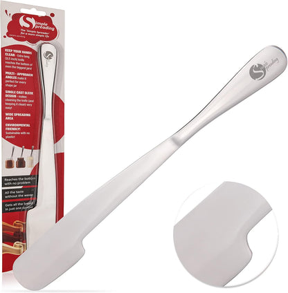 Simple preading Stainless Steel Spreader Knife: Spatula for Peanut Butter, Jelly, Chocolate, Strawberry Jam. 11.5" Multifunction Stir & Scrape BIG Jar