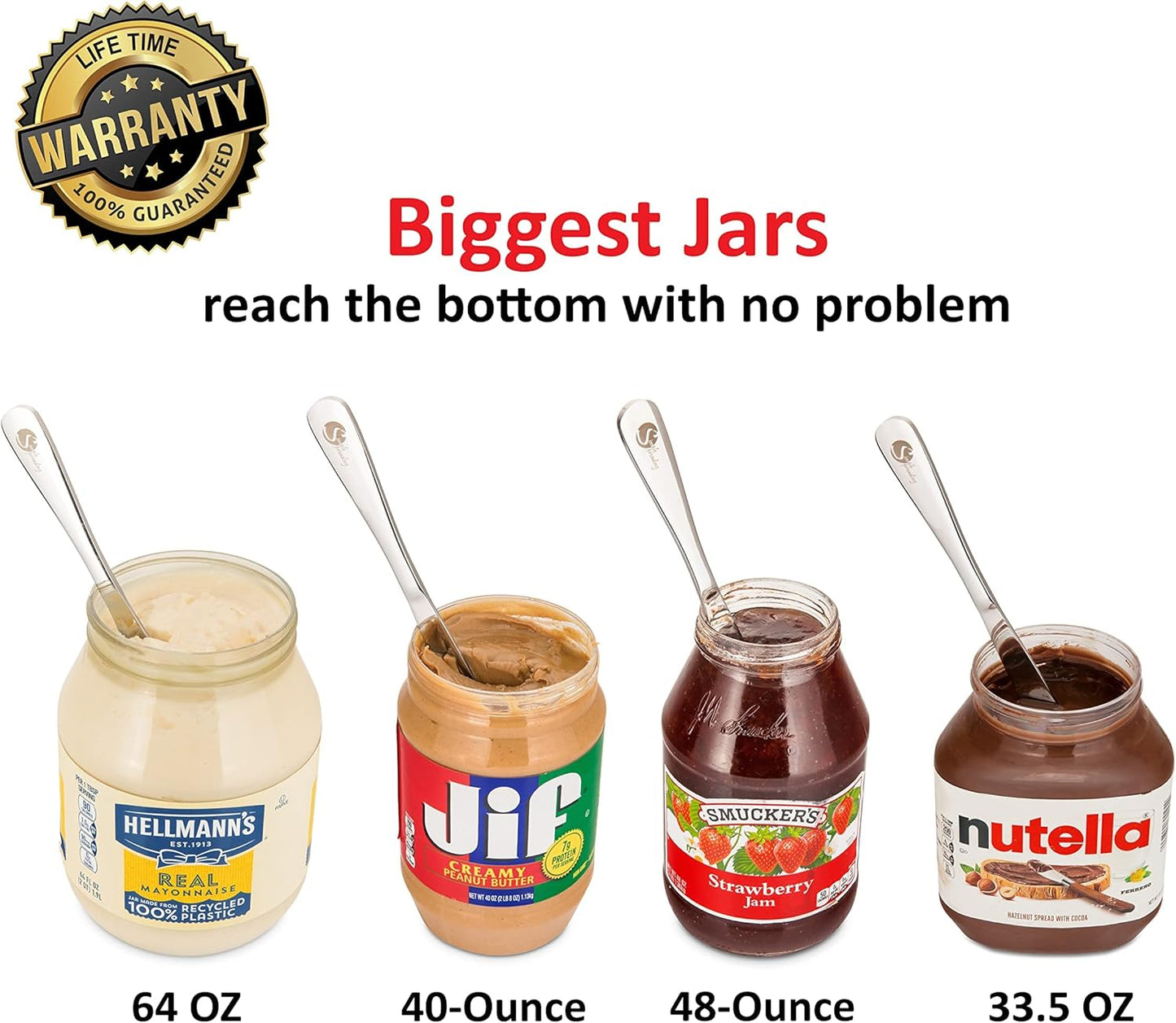 Simple preading Stainless Steel Spreader Knife: Spatula for Peanut Butter, Jelly, Chocolate, Strawberry Jam. 11.5" Multifunction Stir & Scrape BIG Jar