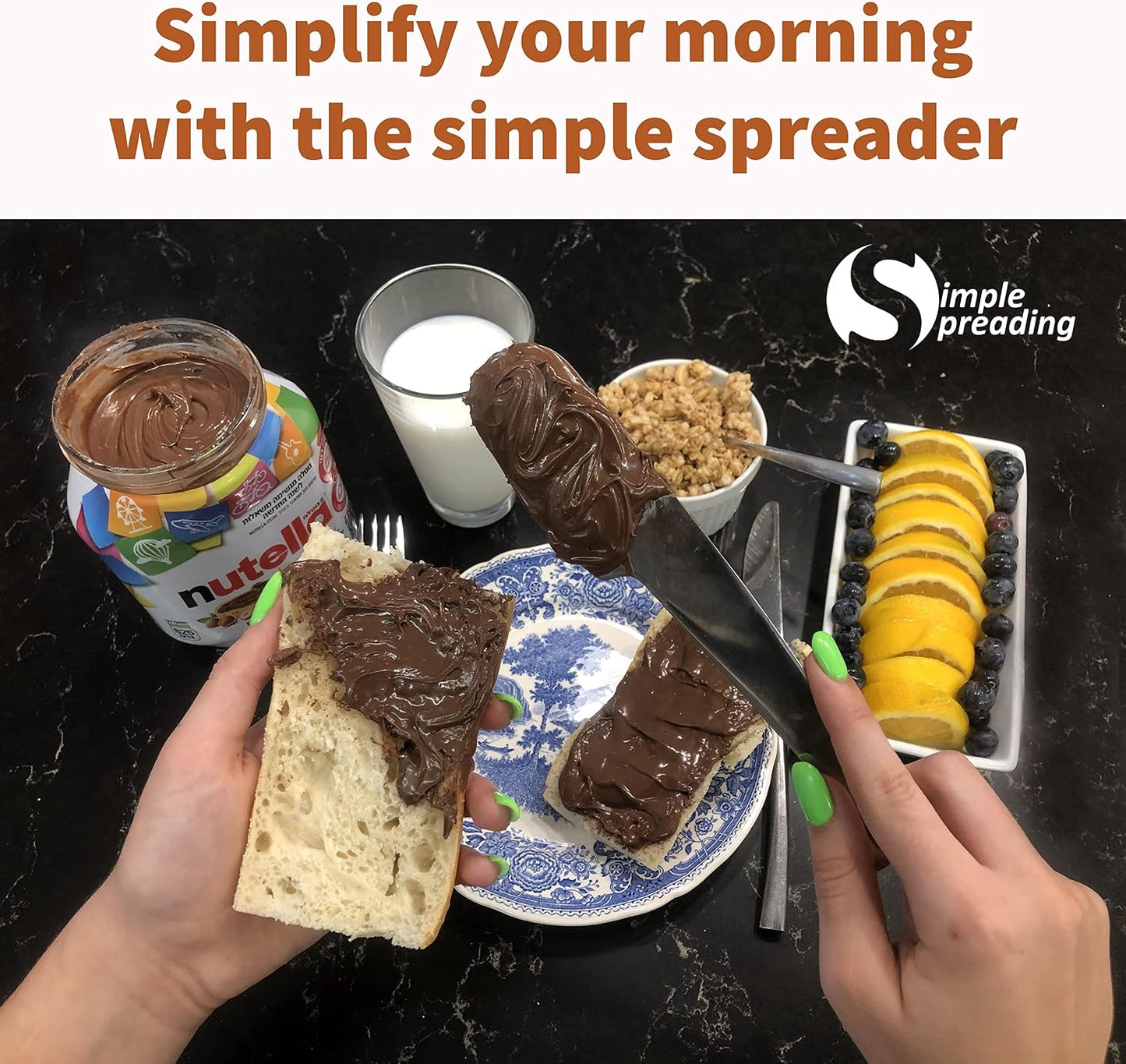 Simple preading Stainless Steel Spreader Knife: Spatula for Peanut Butter, Jelly, Chocolate, Strawberry Jam. 11.5" Multifunction Stir & Scrape BIG Jar