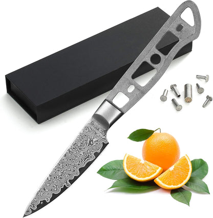 KATSURA Woodworking Project Kit – Bird Beak Paring Peeling Knife Blank – 2.75 Inch – Japanese Premium AUS 10, 67 Layers Damascus Steel – Perfect for Woodworkers, Crafters