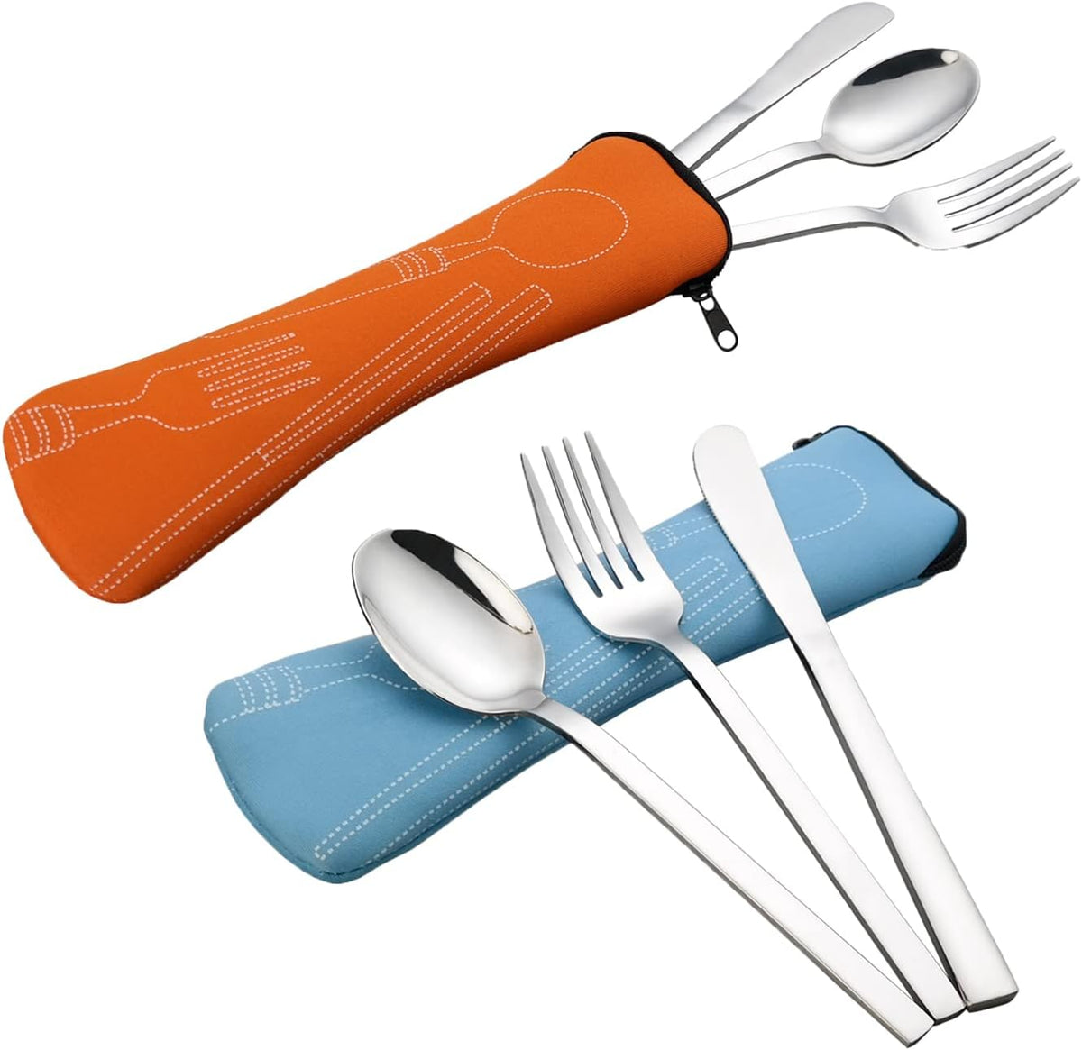 6 PCS Camping Cutlery Set for 2, Travel Flatware with Carry Case | Knife Fork Spoon Set, Flatware For Work, Picnic, Camping, Lunch Box