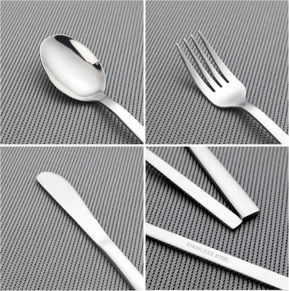 6 PCS Camping Cutlery Set for 2, Travel Flatware with Carry Case | Knife Fork Spoon Set, Flatware For Work, Picnic, Camping, Lunch Box