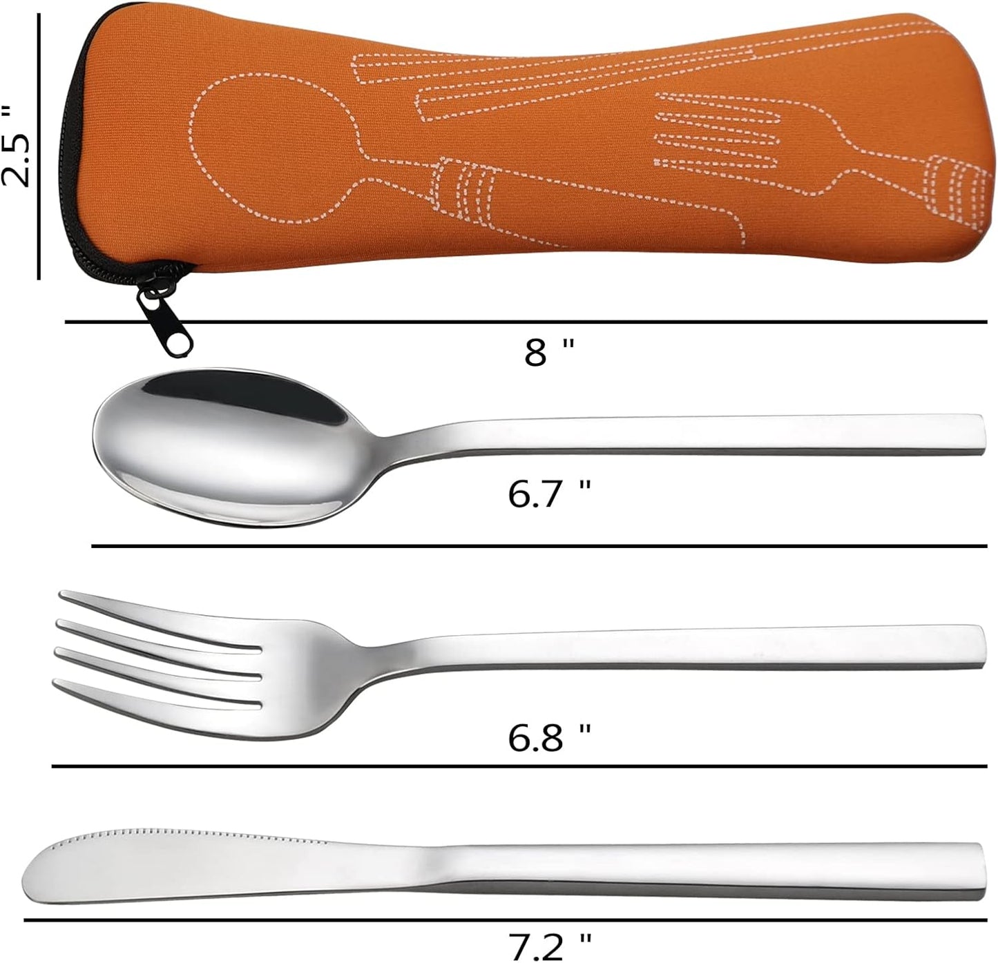 6 PCS Camping Cutlery Set for 2, Travel Flatware with Carry Case | Knife Fork Spoon Set, Flatware For Work, Picnic, Camping, Lunch Box