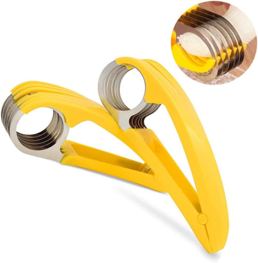 2 PCs Banana Slicer Fruit and Vegetable Salad Peeler Fruit Cutter sausage ham Peeler slicers Kitchen Tools, Yellow