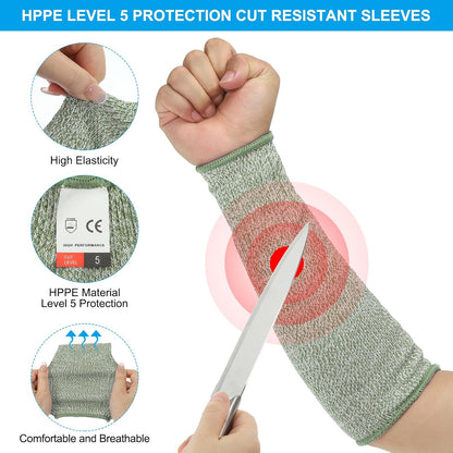 Cut Resistant Sleeve Arm Safety Protectors Sleeves Forearm Sleeve HPPE Level 5 Protection for Thin Skin and Bruising